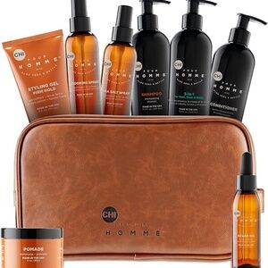 New! CHI pour Homme Men's 9 Piece Toiletry Kit - Hair & Skin Grooming, Face Body